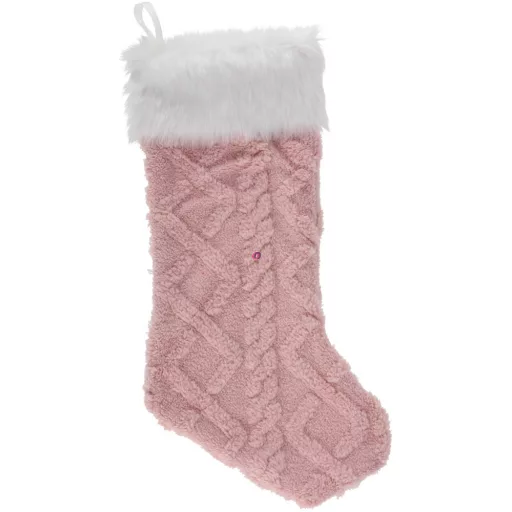 Luxury Óriás Mikulás plüss zokni/csizma kandallóhoz rózsaszín 50 cm
