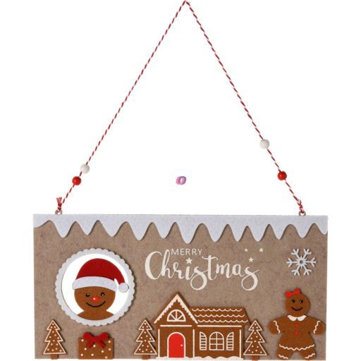 XL Karácsonyi textil tábla felirattal, akasztható 30cm 3 f. választhatü kivitel