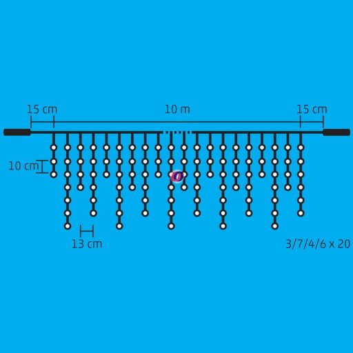 HOME LED-es, sorolható fényfüggöny, jégcsap hidegfehér, 400LED, 10m DLFJ 400/WH