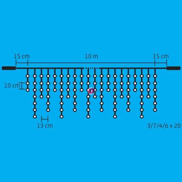 HOME LED-es, sorolható fényfüggöny, jégcsap melegfehér, 400LED, 10m DLFJ 400/WW