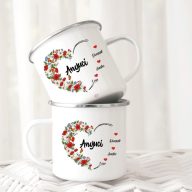   Anyák napi zománcozott bögre "Heart" egyedi névvel fém