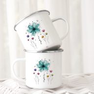   Anyák napi zománcozott bögre "Flower" egyedi névvel fém