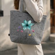   Egyedi neves táska Anyák napjára "Flower" 42x31x15 cm szürke