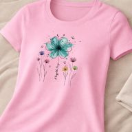   Anyák napi póló "Flower" - személyre szabható, többféle színben, felnőtt méretekben