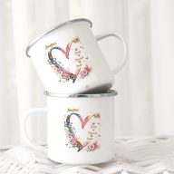   Anyák napi zománcozott bögre "Glitter Heart" egyedi névvel fém