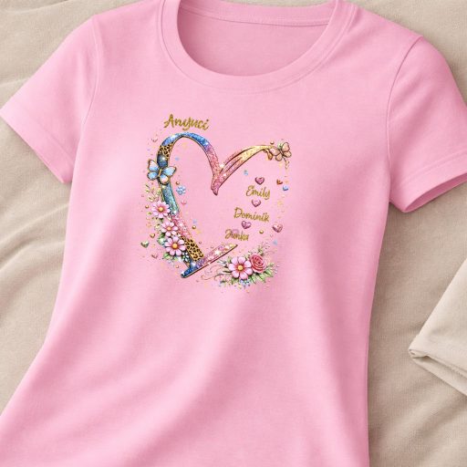 Anyák napi póló "Glitter Heart" - személyre szabható, többféle színben, felnőtt méretekben