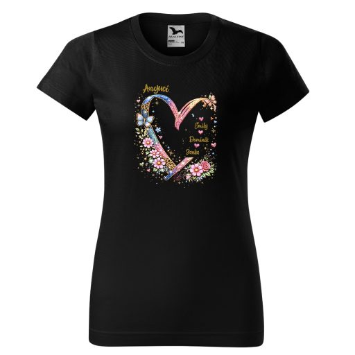 Anyák napi póló "Glitter Heart" - személyre szabható, többféle színben, felnőtt méretekben