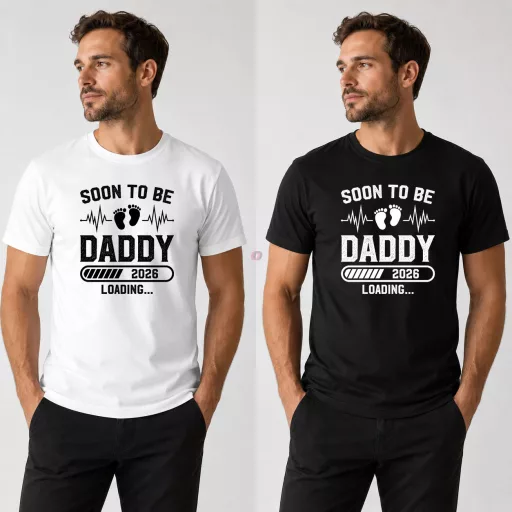 Férfi póló "Soon to be Daddy" mintás - fehér és fekete színben - Apás póló