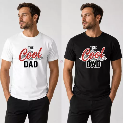 Férfi póló "The Cool Dad" mintás - fehér és fekete színben - Apás póló