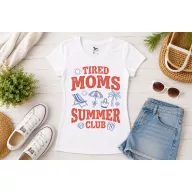  Női póló "Tired Moms Summer club" nyári mintás - többféle színben, felnőtt méretekben
