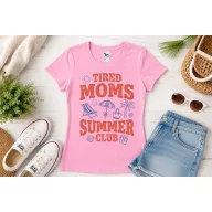   Női póló "Tired Moms Summer club" nyári mintás - többféle színben, felnőtt méretekben