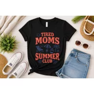   Női póló "Tired Moms Summer club" nyári mintás - többféle színben, felnőtt méretekben
