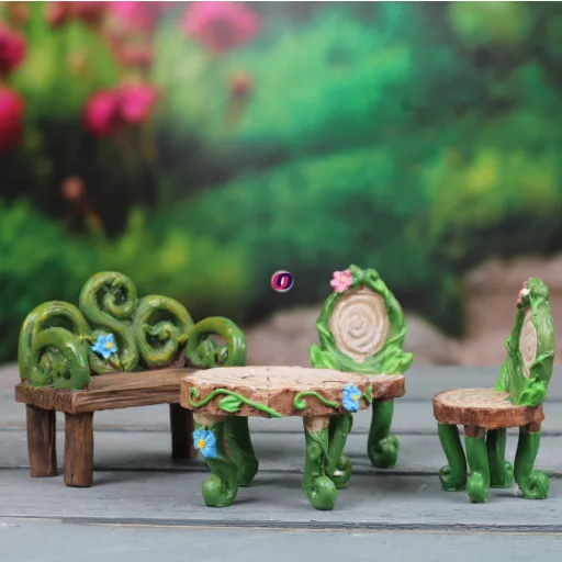 Tündérkert bútor szett 4 db-os poly Deconline Fairy Garden
