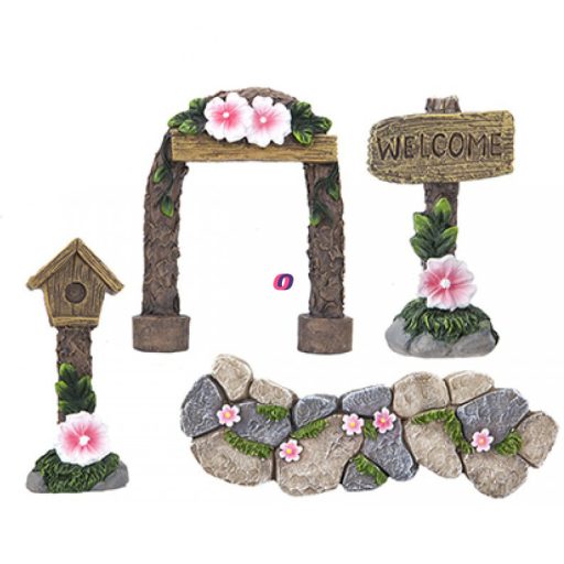 Tündérkert kerti szett 4 db-os poly Deconline Fairy Garden