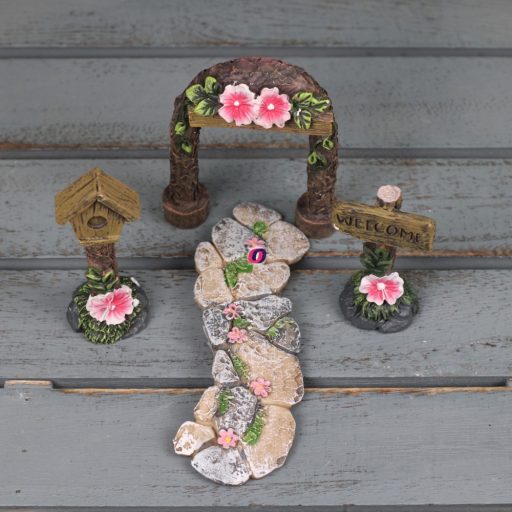 Tündérkert kerti szett 4 db-os poly Deconline Fairy Garden