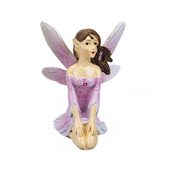 Tündérkert tündér térdelő rózsaszín poly 7,5 cm Deconline Fairy Garden