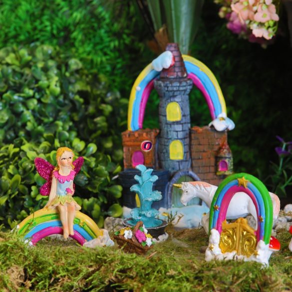 Tündérkert unikornis szett 6 db-os poly Deconline Fairy Garden
