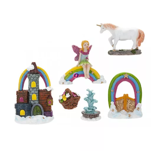 Tündérkert unikornis szett 6 db-os poly Deconline Fairy Garden