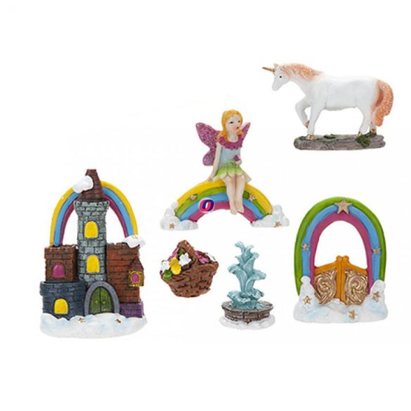 Tündérkert unikornis szett 6 db-os poly Deconline Fairy Garden