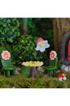 Tündérkert bútor szett virágos 4 db-os poly Deconline Fairy Garden