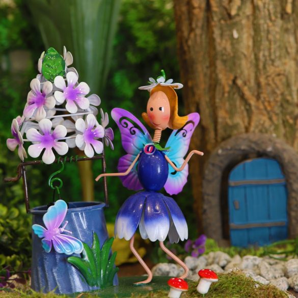 Kerti tündér virágos kúttal 24 cm Deconline Fairy Garden