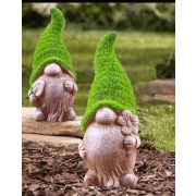   Luxury Kerti törpe manó moha sapkában, virággal 18 cm Deconline Garden