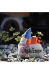Kerti törpe welcome felirattal kővel 2 féle választható szín Deconline Garden