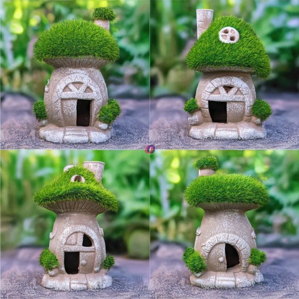 Kőhatású kerti gombaház dekoráció 14 cm Deconline Garden