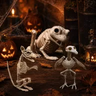   Halloweeni csontváz állatok béka, holló, patkány 17-19 cm