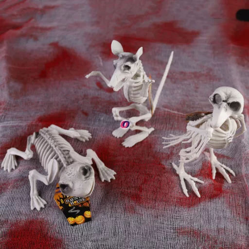 Halloweeni csontváz állatok béka, holló, patkány 17-19 cm