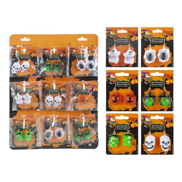 Világító Halloweeni fülbevaló 6 féle kivitel