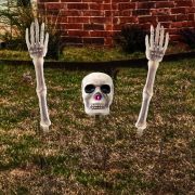   Halloweeni kerti leszúrható csontváz koponya kézzel 3 db-os szett