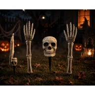   Halloweeni kerti leszúrható csontváz koponya kézzel 3 db-os szett