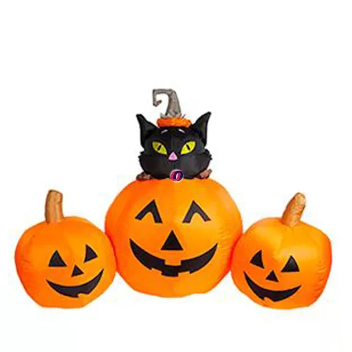 Halloweeni Felfújható tökök macskával 1,8 m LED világítással, IP44