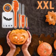 XXL Luxury Tökfaragó készlet sablonokkal, LED lámpással XXL Luxury Tökfaragó készlet sablonokkal, LED lámpással