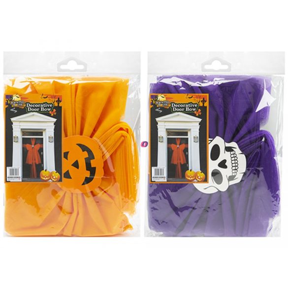 XL Halloweeni Ajtódísz masni lila, narancs 2 féle választható kivitel