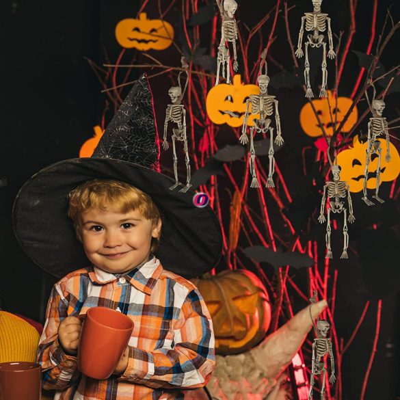 Prémium halloweeni csontvázak 4 db-os szett zsinóron