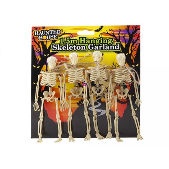 Prémium halloweeni csontvázak 4 db-os szett zsinóron