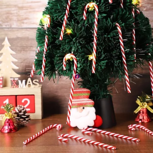 Világító cukorbot, candy cane 46 cm Deconline Xmas