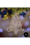 Akasztós Merry chrismas felirat pezsgő karácsonyfa 6 db-os szett