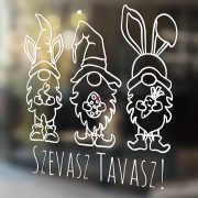   XL Exkluzív tavaszi manós ablakmatrica Szevasz tavasz 48x48 cm