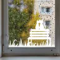 XL Exkluzív tavaszi ablakmatrica cica pár 50 cm