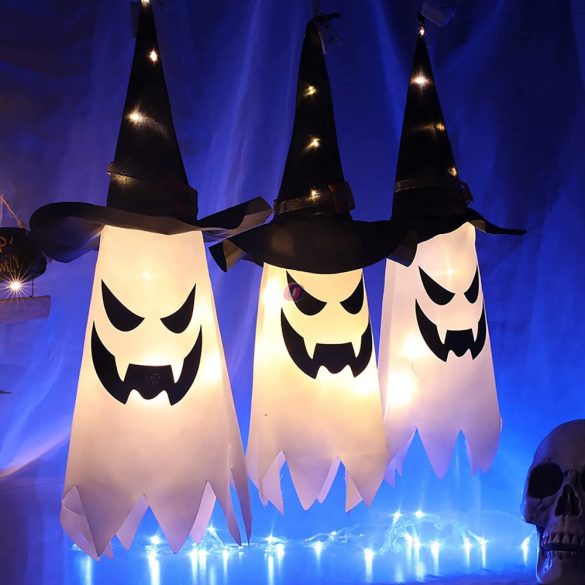 Halloweeni dekor lampion szellem LED világítással 45 cm
