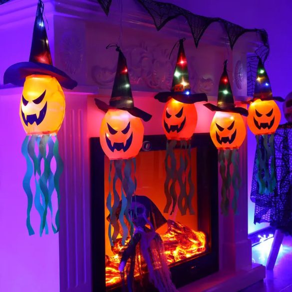 Halloweeni dekor lampion tökfej LED világítással 60 cm