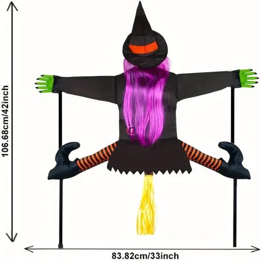 Halloweeni ajtóra, fára rögzíthető boszorkány 106 cm