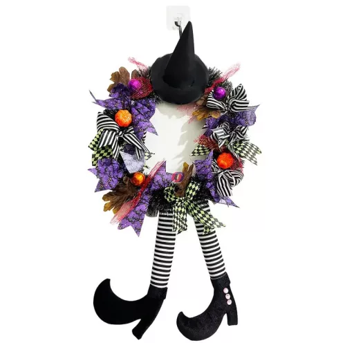 XL Halloweeni boszorkányos ajtódísz koszorú 65 cm