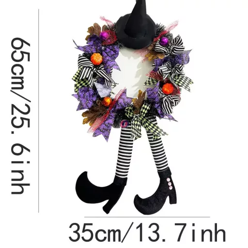 XL Halloweeni boszorkányos ajtódísz koszorú 65 cm
