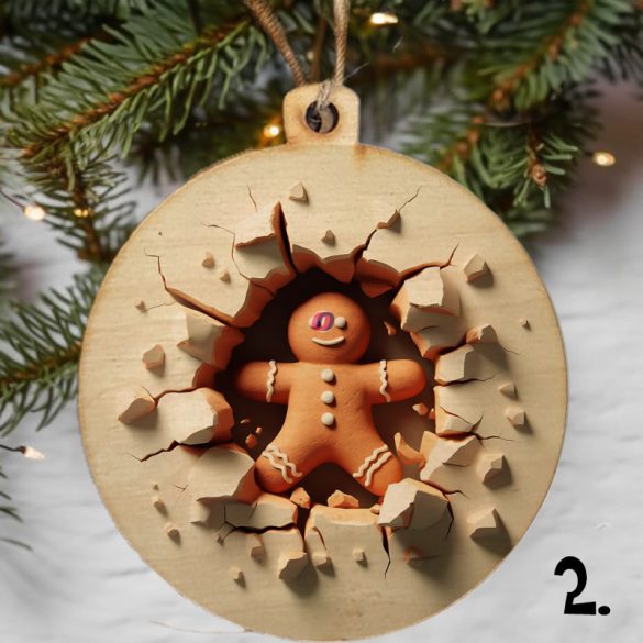 Topseller Mézi fa karácsonyfa dísz 8cm natúr/HD többféle design