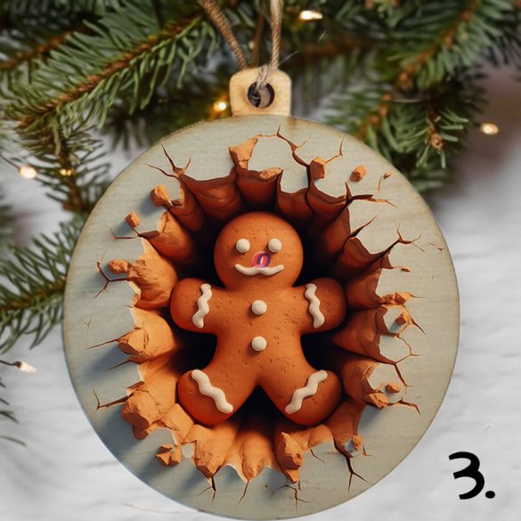 Topseller Mézi fa karácsonyfa dísz 8cm natúr/HD többféle design