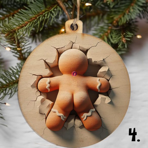 Topseller Mézi fa karácsonyfa dísz 8cm natúr/HD többféle design